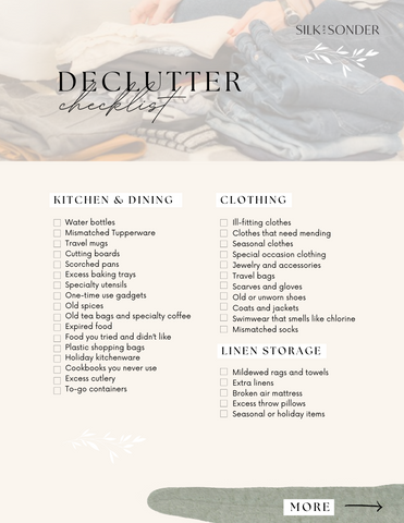 decluttering checklist first page